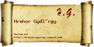 Hrehor György névjegykártya